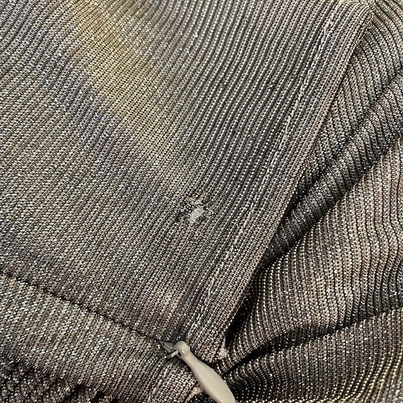 Ieena for Mac Duggal
Silver Shimmer V-neck Gown - Picture 10 of 13